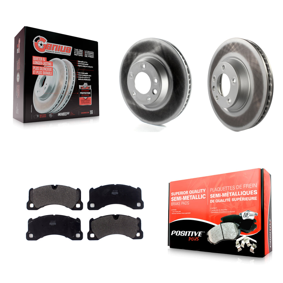 Front Coated Disc Brake Rotors And Semi-Metallic Pads Kit For Porsche Cayenne KGF-102292