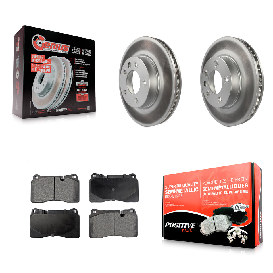 Front Coated Disc Brake Rotors And Semi-Metallic Pads Kit For Volkswagen Touareg KGF-102294
