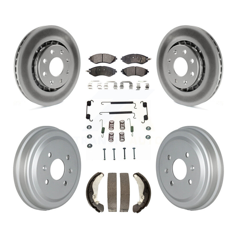 Front Rear Coated Disc Brake Rotors Semi-Metallic Pads And Drum Kit (7Pc) For Chevrolet Aveo Spark Aveo5 Pontiac G3 Suzuki Wave Wave5 Swift+ KGF-102340