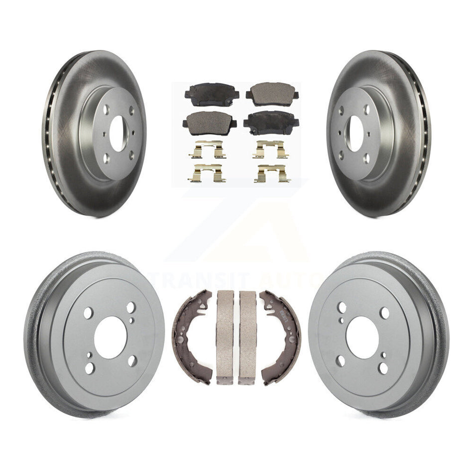 Front Rear Coated Disc Brake Rotors Semi-Metallic Pads And Drum Kit For 2001-2005 Toyota Echo KGF-102349