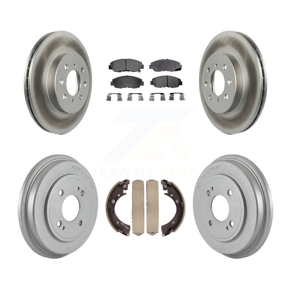 Front Rear Coated Disc Brake Rotors Semi-Metallic Pads And Drum Kit For Honda Civic KGF-102366
