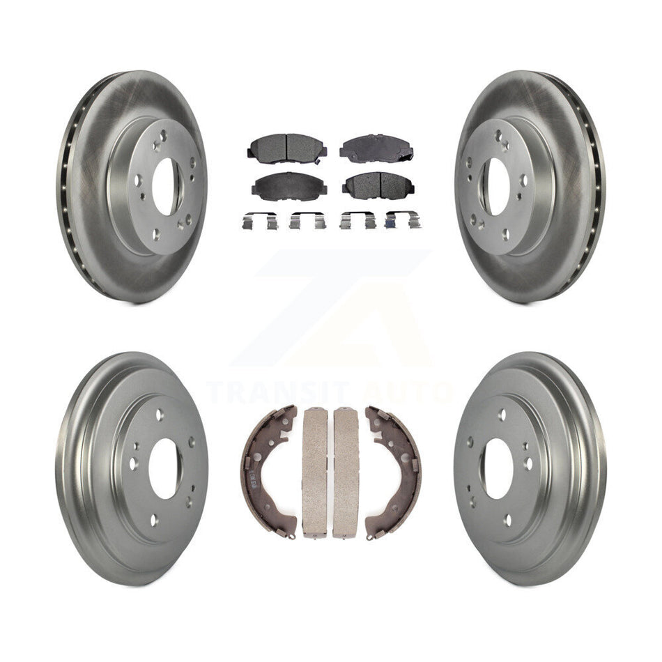Front Rear Coated Disc Brake Rotors Semi-Metallic Pads And Drum Kit For Honda Civic KGF-102368