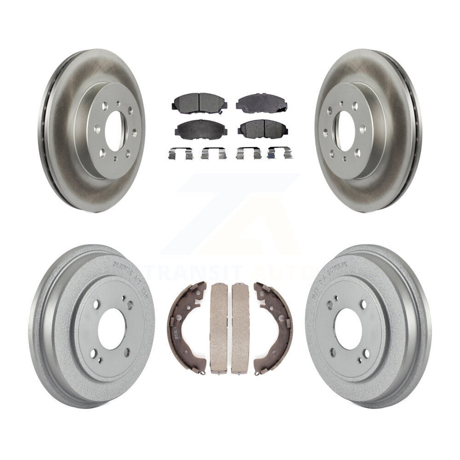 Front Rear Coated Disc Brake Rotors Semi-Metallic Pads And Drum Kit For Honda Insight KGF-102371