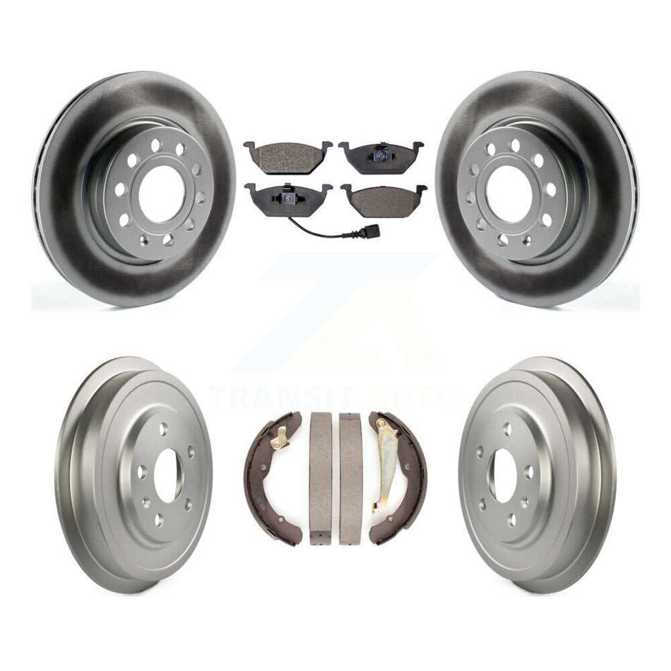 Front Rear Coated Disc Brake Rotors Semi-Metallic Pads And Drum Kit For 2011-2012 Volkswagen Jetta With 280mm Diameter Rotor KGF-102375