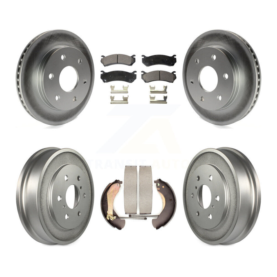 Front Rear Coated Disc Brake Rotors Semi-Metallic Pads And Drum Kit For Chevrolet Silverado 1500 GMC Sierra Classic KGF-102390