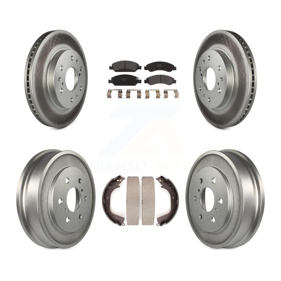 Front Rear Coated Disc Brake Rotors Semi-Metallic Pads And Drum Kit For 2008-2008 Chevrolet Silverado 1500 GMC Sierra With Vehicles Using Hold Down Pins KGF-102391