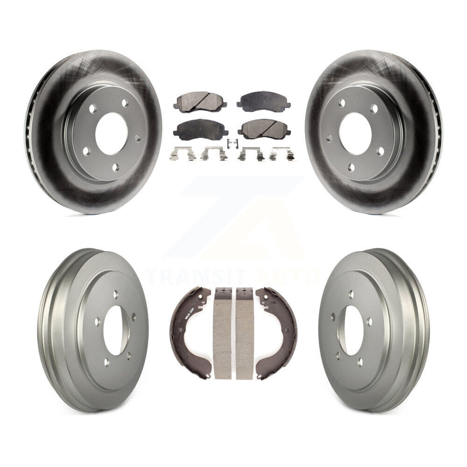 Front Rear Coated Disc Brake Rotors Semi-Metallic Pads And Drum Kit For Dodge Caliber KGF-102399