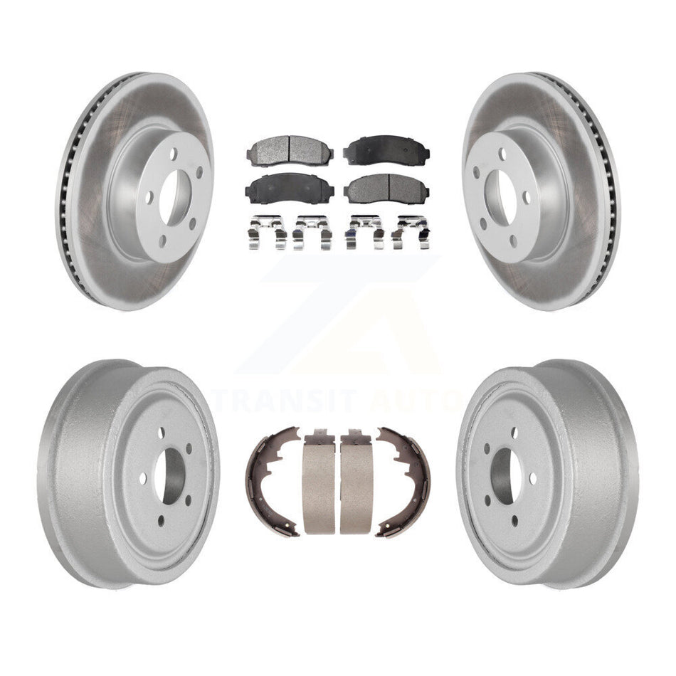 Front Rear Coated Disc Brake Rotors Semi-Metallic Pads And Drum Kit For Ford Ranger Mazda B4000 With 10" Diameter KGF-102405