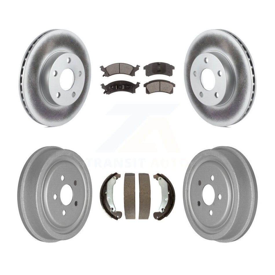 Front Rear Coated Disc Brake Rotors Semi-Metallic Pads And Drum Kit For 2003-2005 Chevrolet Cavalier Pontiac Sunfire KGF-102410
