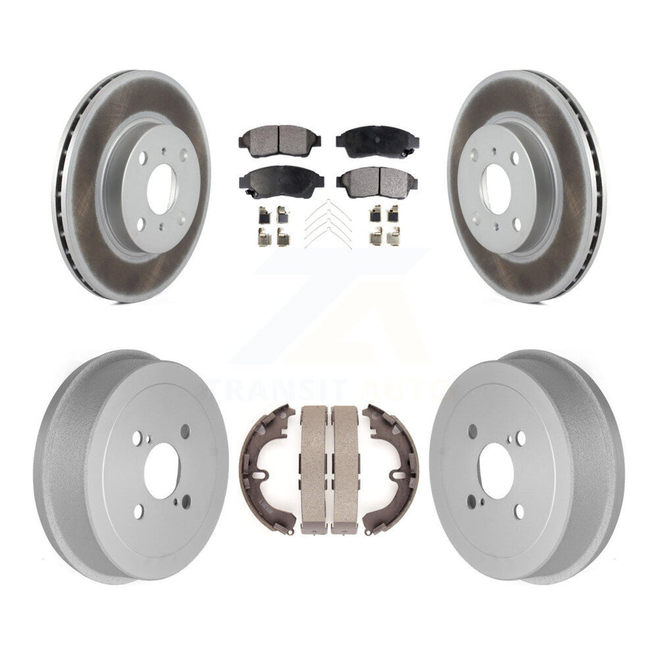 Front Rear Coated Disc Brake Rotors Semi-Metallic Pads And Drum Kit For 1993-1997 Toyota Corolla Geo Prizm KGF-102414