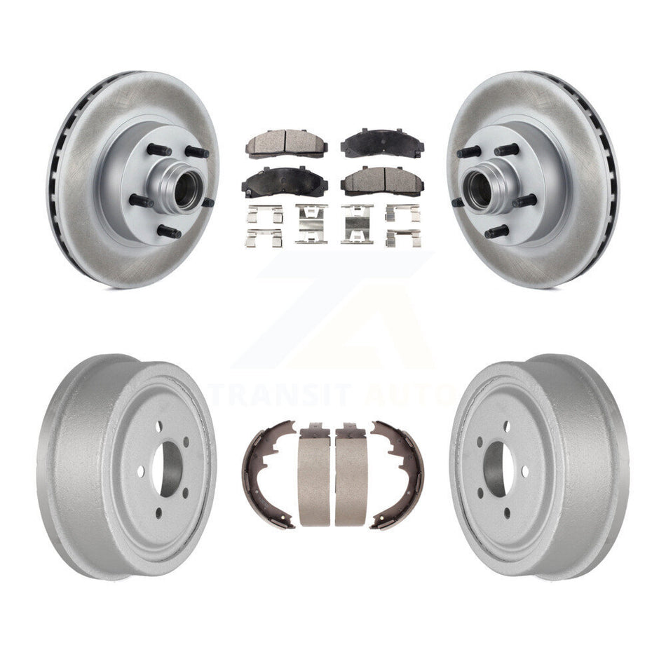 Front Rear Coated Disc Brake Rotors Hub Assembly Semi-Metallic Pads And Drum Kit For Ford Ranger With 10" Diameter KGF-102416