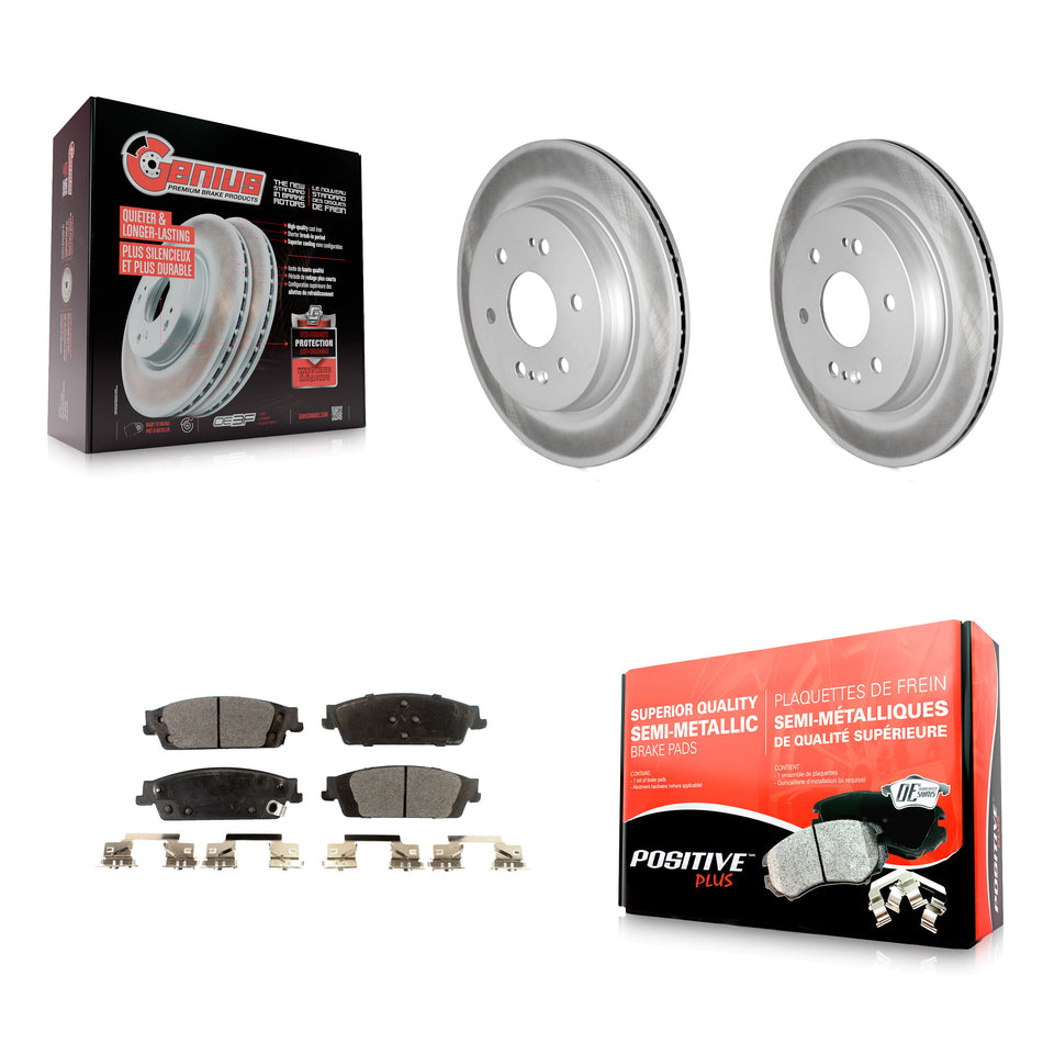Rear Coated Brake Rotors Semi-Metallic Pad Kit For Chevrolet Silverado 1500 LD GMC Sierra KGF-102419