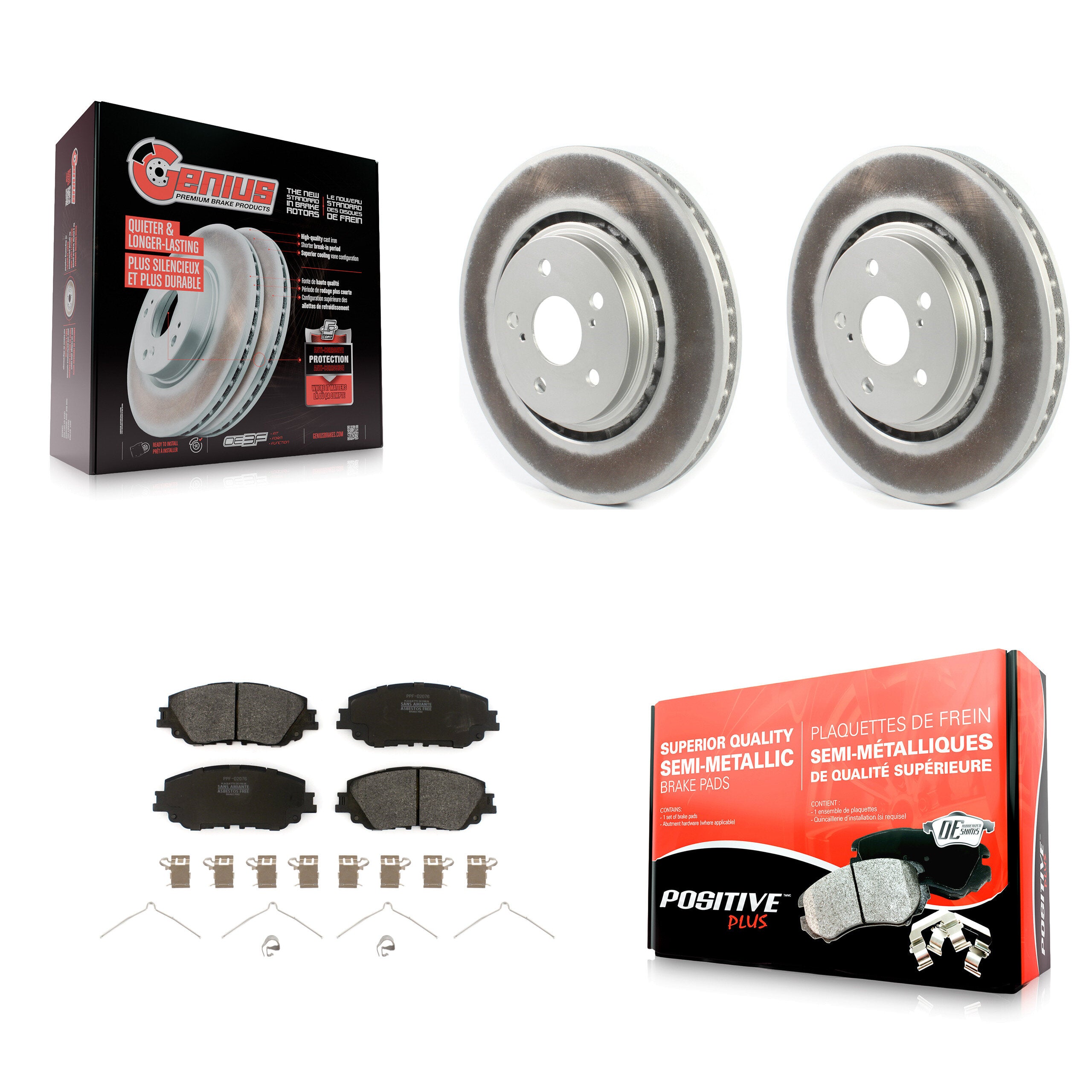 Front Coat Brake Rotors Semi-Metallic Pad Kit For 20-23 Toyota Camry XSE With TRD Package KGF-102435