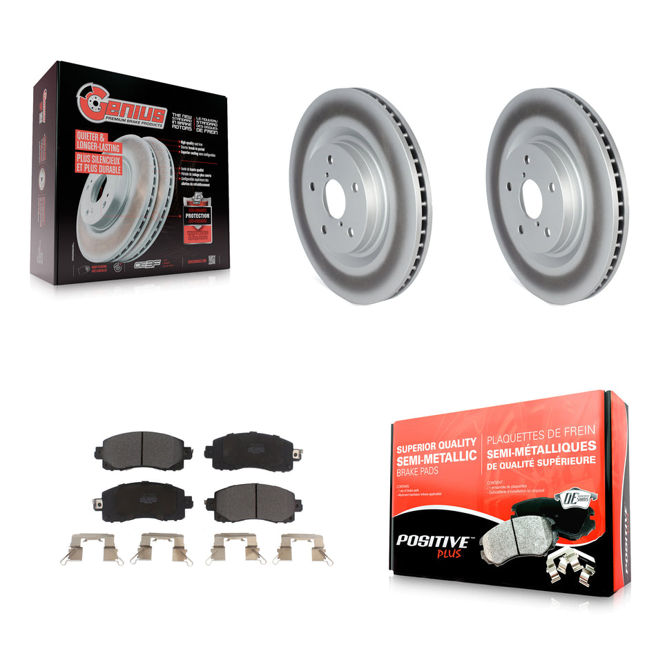 Front Coated Disc Brake Rotors And Semi-Metallic Pads Kit For 2019-2021 Subaru Forester With 316mm Diameter Rotor KGF-102447