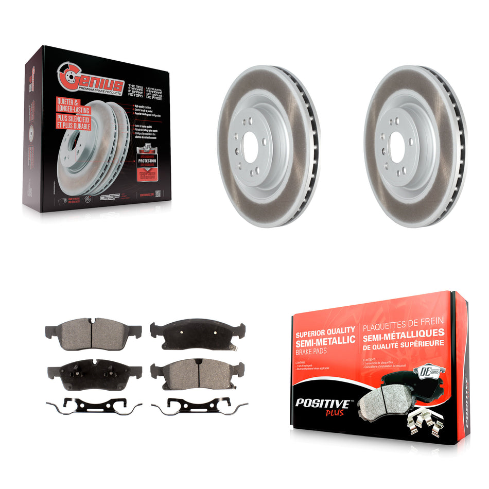 Front Coated Disc Brake Rotors And Semi-Metallic Pads Kit For Mercedes-Benz GLS450 GL450 GL350 ML400 GLE400 KGF-102448