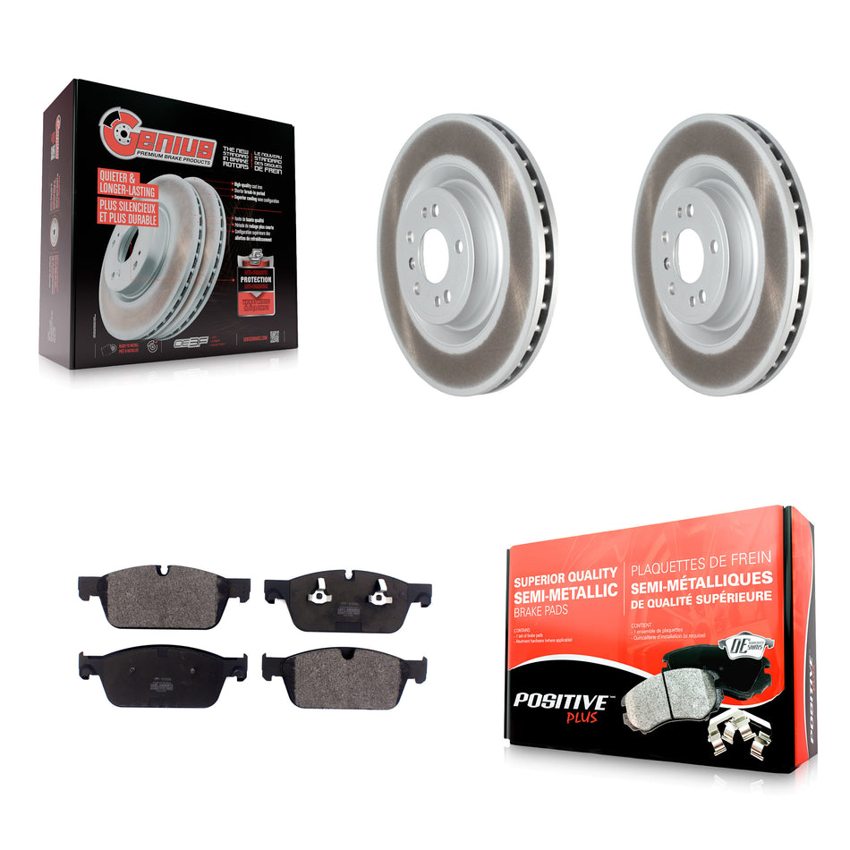 Front Coated Disc Brake Rotors And Semi-Metallic Pads Kit For 2017 Mercedes-Benz GLS350d KGF-102456