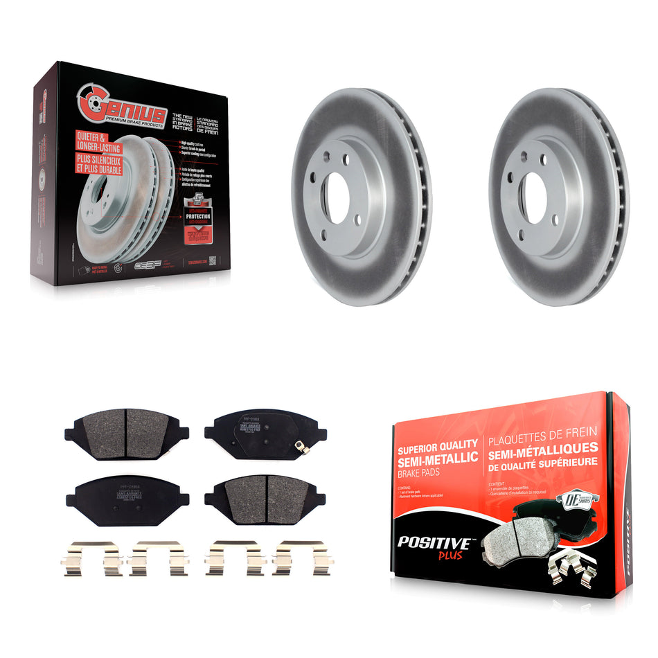 Front Coated Disc Brake Rotors And Semi-Metallic Pads Kit For 2016-2021 Chevrolet Spark KGF-102458