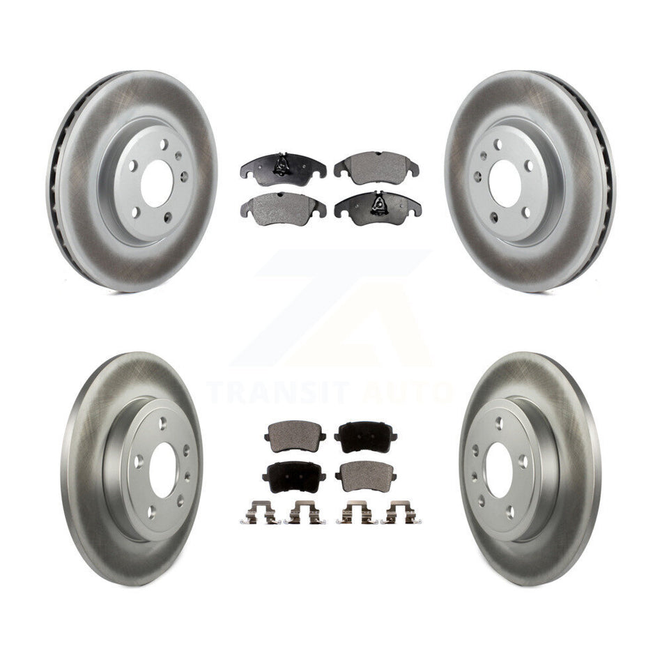 Front Rear Coated Disc Brake Rotors And Semi-Metallic Pads Kit For 2009 Audi A4 Quattro Sedan Wagon With 288mm Diameter Rotor KGF-102470