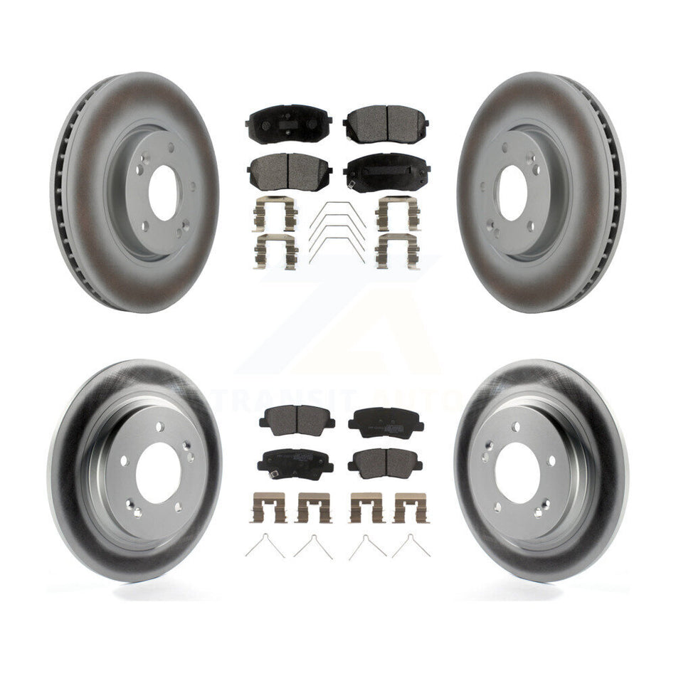 Front Rear Coated Disc Brake Rotors And Semi-Metallic Pads Kit For 2017-2018 Kia Soul EV KGF-102503