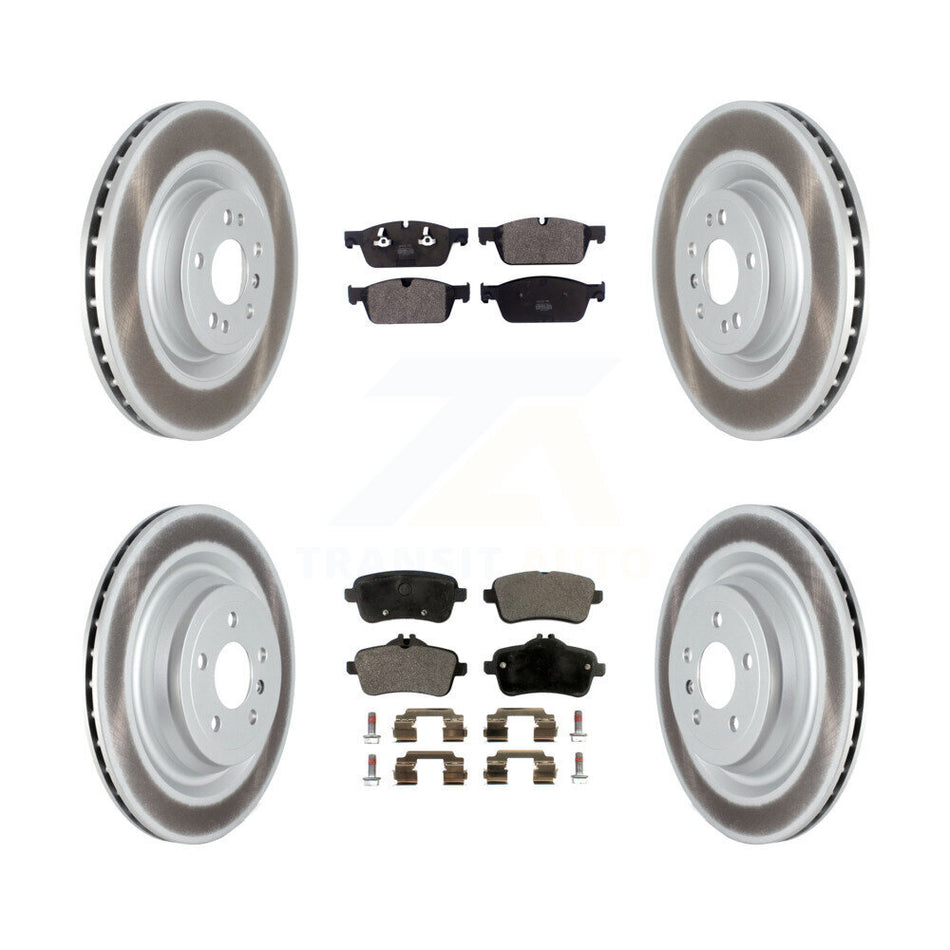 Front Rear Coated Disc Brake Rotors And Semi-Metallic Pads Kit For 2017 Mercedes-Benz GLS350d KGF-102507