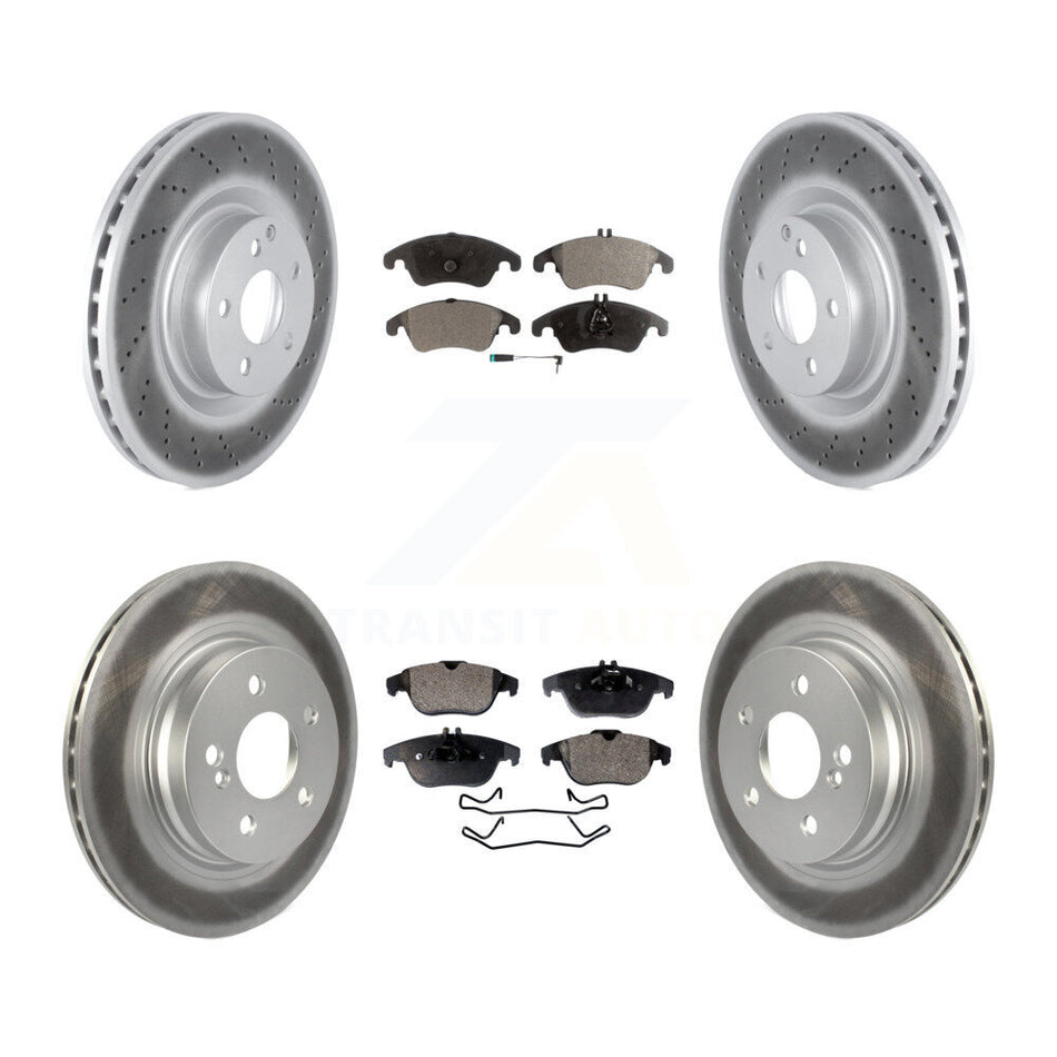 Front Rear Coated Disc Brake Rotors And Semi-Metallic Pads Kit For 2010-2011 Mercedes-Benz E550 Coupe With 300mm Diameter Rotor KGF-102509
