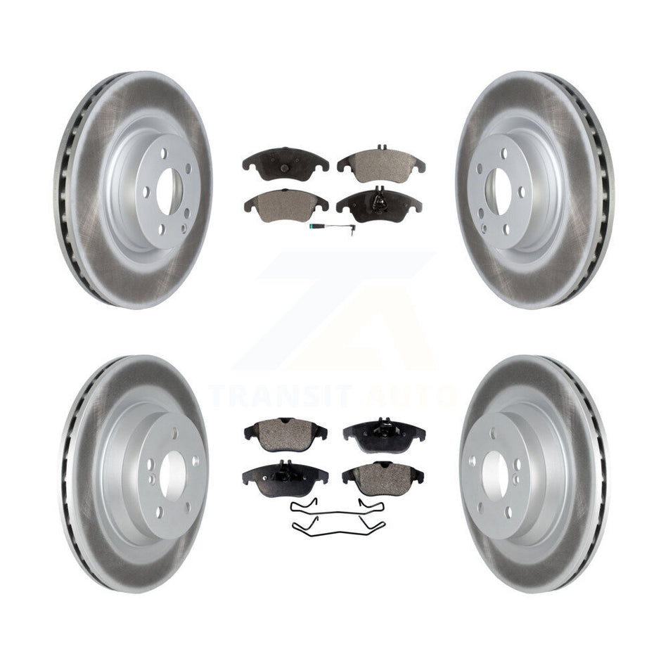 Front Rear Coated Disc Brake Rotors And Semi-Metallic Pads Kit For 2010-2011 Mercedes-Benz E550 Coupe With 320mm Diameter Rotor KGF-102512