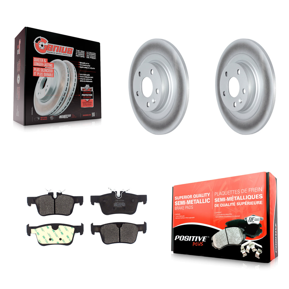 Rear Coated Disc Brake Rotors And Semi-Metallic Pads Kit For 2018-2019 Volvo XC60 With 302mm Diameter Rotor KGF-102519