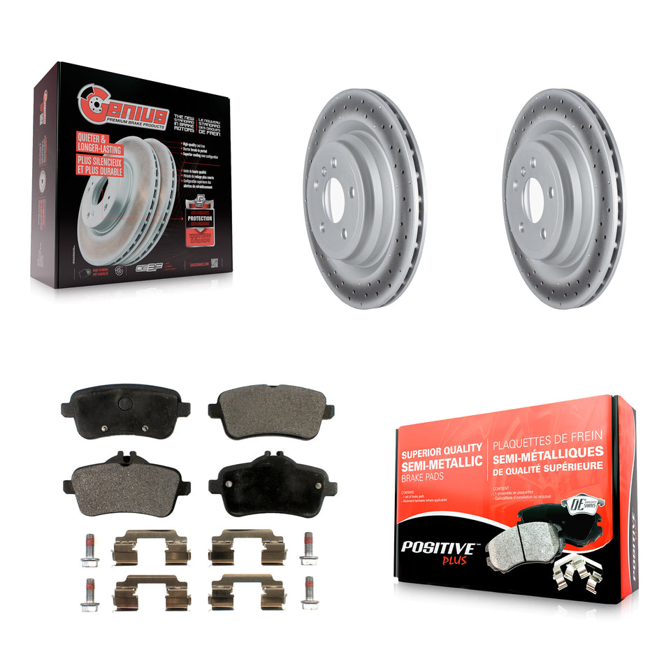 Rear Coated Disc Brake Rotors And Semi-Metallic Pads Kit For Mercedes-Benz ML350 GLE350 GLE43 AMG GLE400 GLE450 ML400 GLE300d ML550 GLE550e KGF-102537