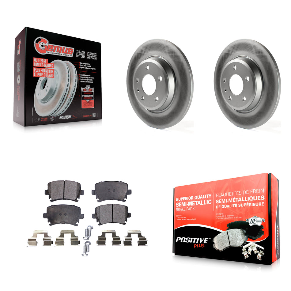 Rear Coated Disc Brake Rotors And Semi-Metallic Pads Kit For 2009 Audi A4 Quattro Convertible With 300mm Diameter Rotor KGF-102541