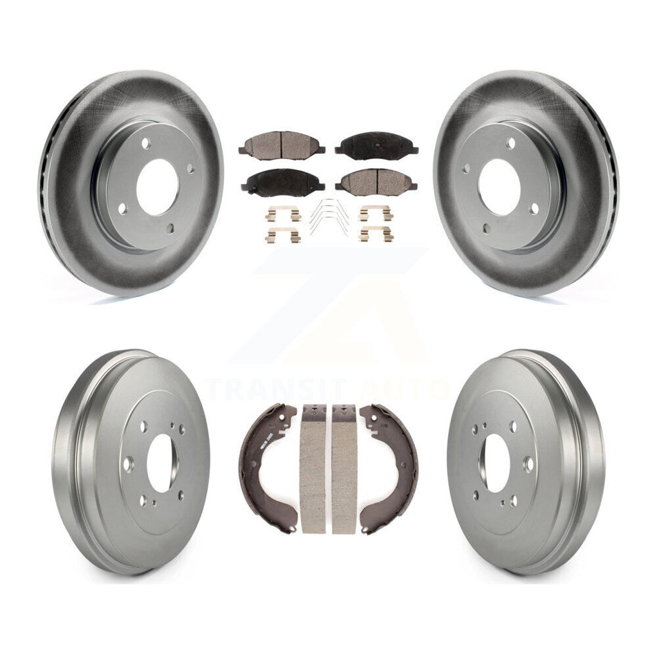 Front Rear Coated Disc Brake Rotors Semi-Metallic Pads And Drum Kit For 2008 Nissan Versa 4-Wheel ABS KGF-102546