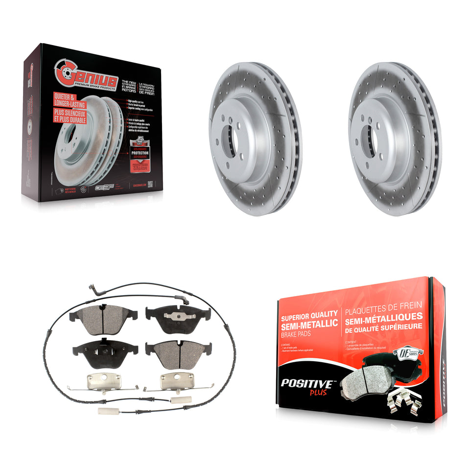 Front Coated Disc Brake Rotors And Semi-Metallic Pads Kit For 2012 BMW 335i Convertible Coupe With Blue Painted Calipers KGF-102563