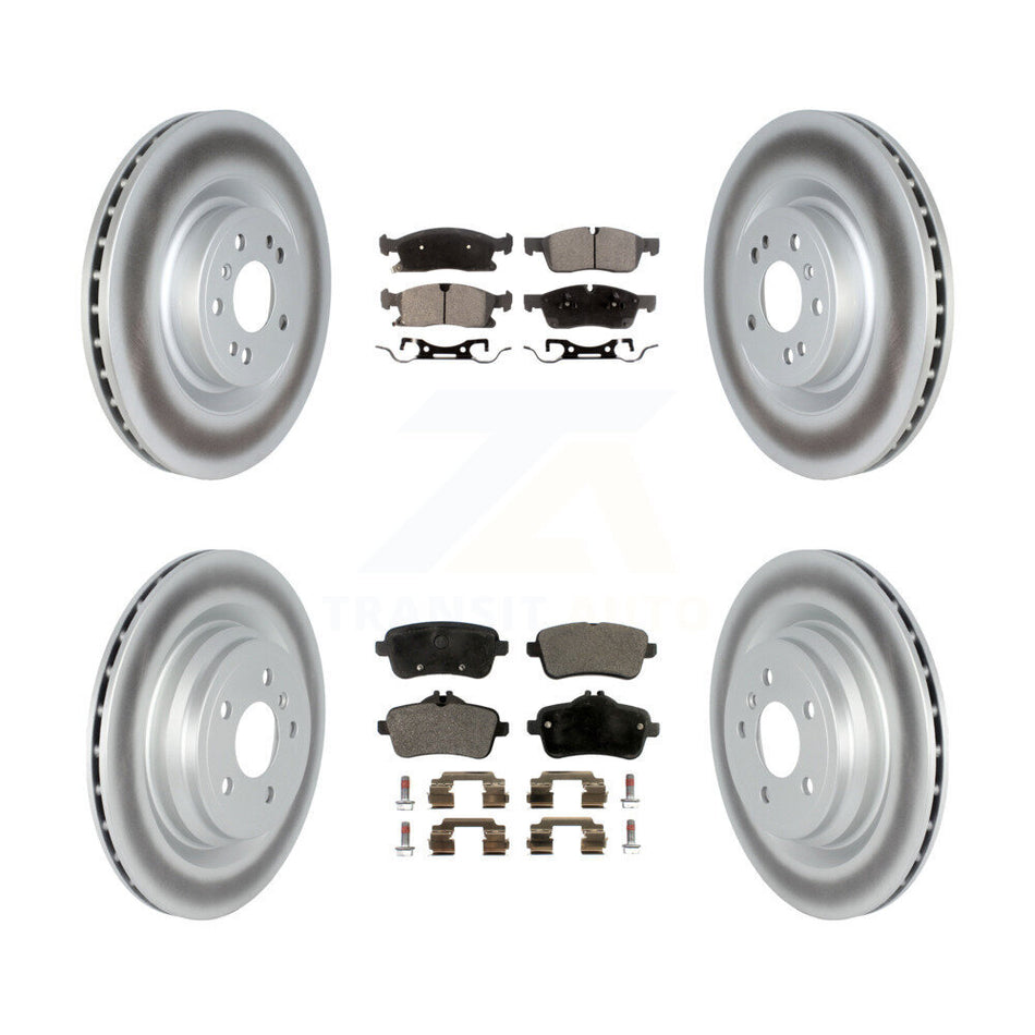 Front Rear Coated Disc Brake Rotors And Semi-Metallic Pads Kit For 2016-2017 Mercedes-Benz GLE400 With AMG Package KGF-102577