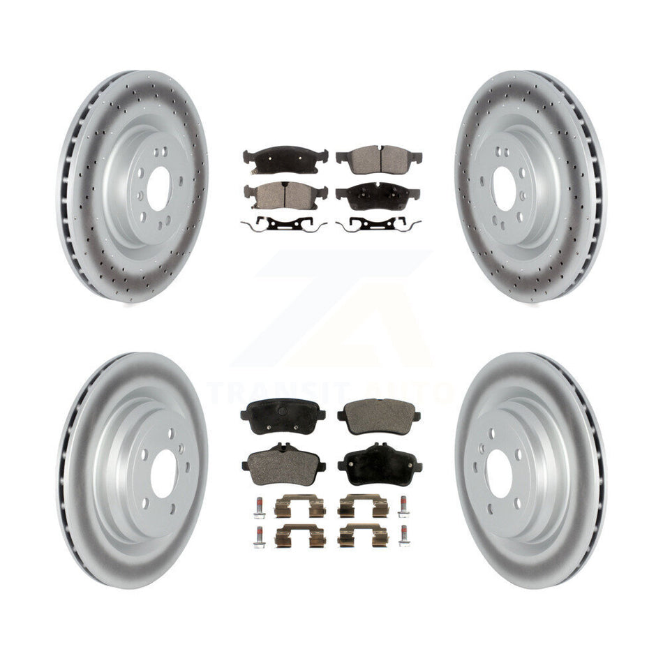 Front Rear Coated Disc Brake Rotors And Semi-Metallic Pads Kit For 2016-2017 Mercedes-Benz GLE400 With AMG Package KGF-102579