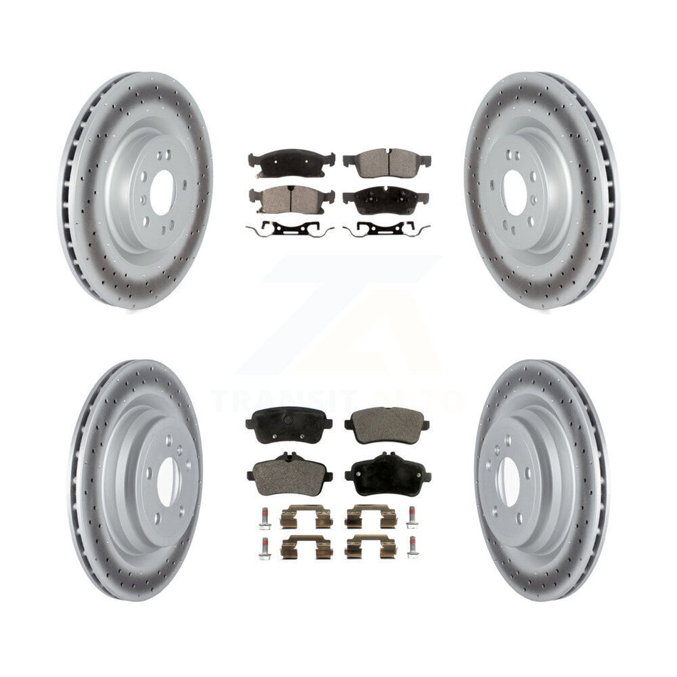 Front Rear Coated Disc Brake Rotors And Semi-Metallic Pads Kit For 2016-2017 Mercedes-Benz GLE400 With AMG Package KGF-102580