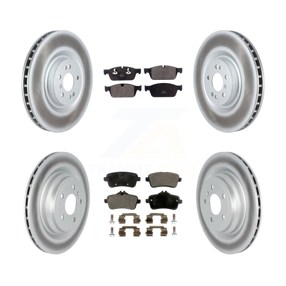 Front Rear Coated Disc Brake Rotors And Semi-Metallic Pads Kit For 2017-2018 Mercedes-Benz GLE550e With AMG Package KGF-102581