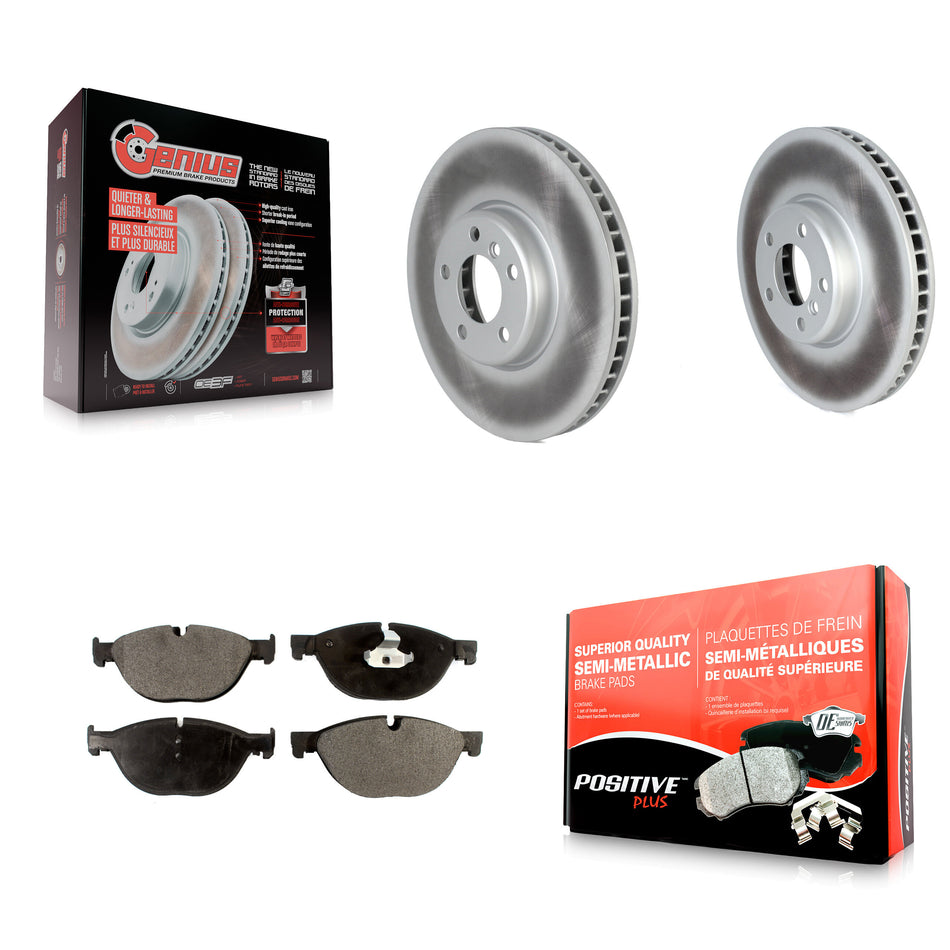 Front Coated Disc Brake Rotors And Semi-Metallic Pads Kit For BMW 550i xDrive 650i 740Li 740i 535i GT Gran Coupe 740Ld ActiveHybrid 7 KGF-102603