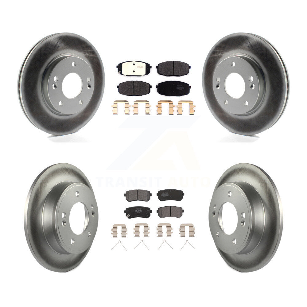 Front Rear Coated Disc Brake Rotors And Semi-Metallic Pad Kit For Hyundai Kona Kia Seltos KGF-102623