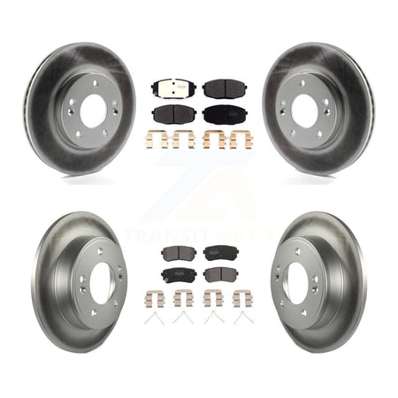 Front Rear Coated Disc Brake Rotors And Semi-Metallic Pad Kit For Hyundai Kona Kia Seltos KGF-102623