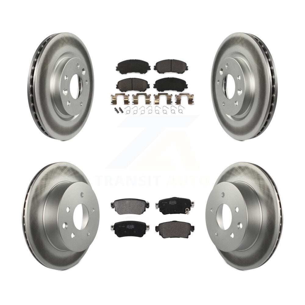 Front Rear Coated Disc Brake Rotors & Semi-Metallic Pad Kit For 2019 Nissan Rogue Sport S KGF-102634