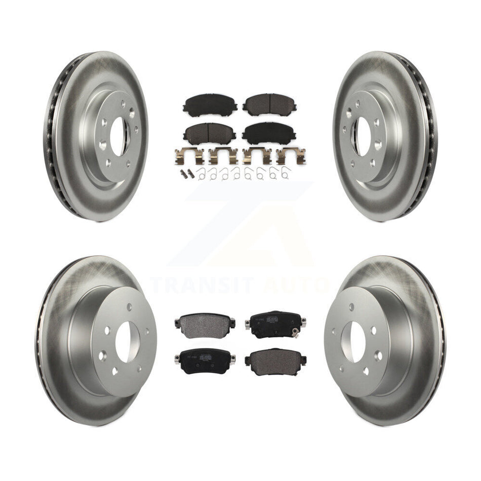 Front Rear Coated Disc Brake Rotors & Semi-Metallic Pad Kit For 2019 Nissan Rogue Sport S KGF-102634