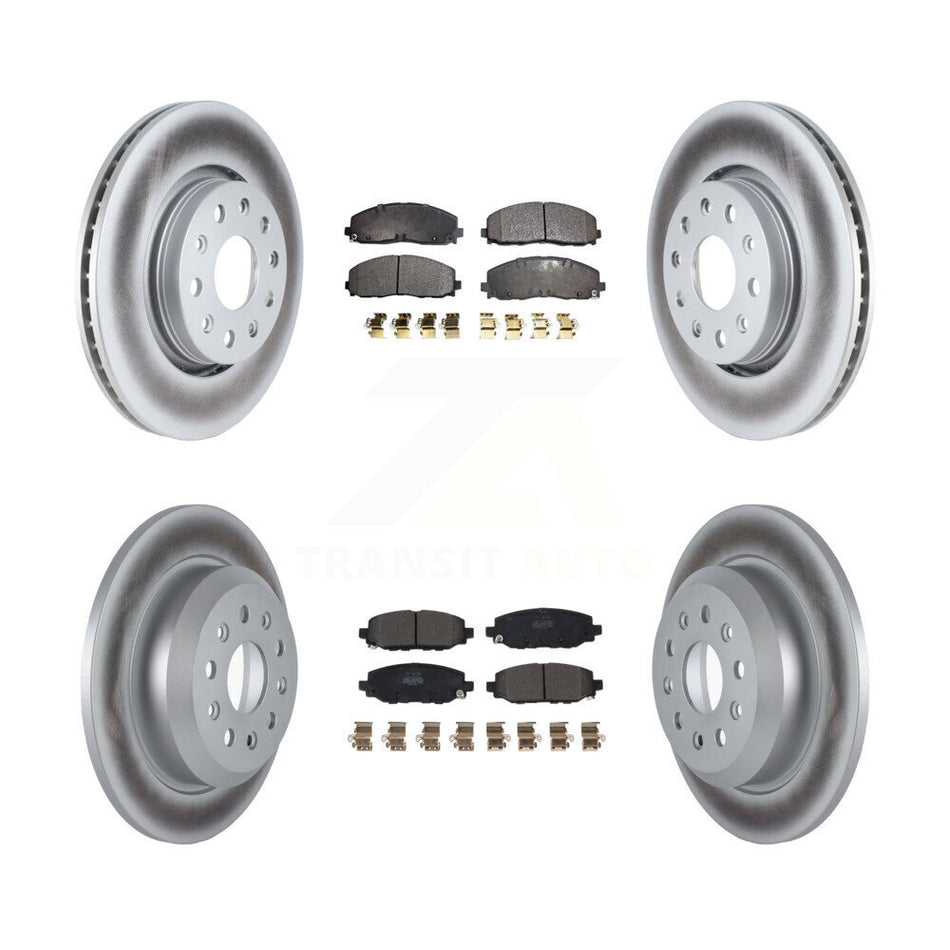 Front Rear Coated Disc Brake Rotors And Semi-Metallic Pads Kit For 2018-2021 Jeep Wrangler Rubicon With Heavy Duty Brakes Code BR2 & BR6 KGF-102639