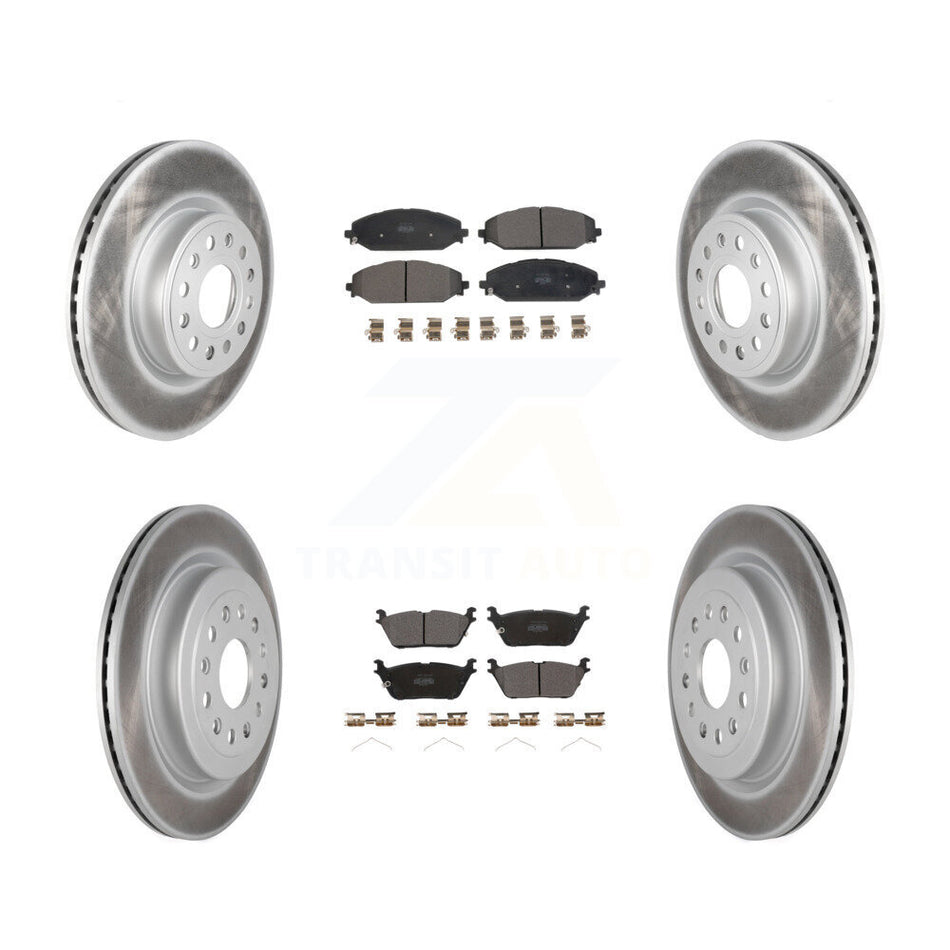 Front Rear Coated Disc Brake Rotors And Semi-Metallic Pads Kit For Ram 1500 KGF-102640