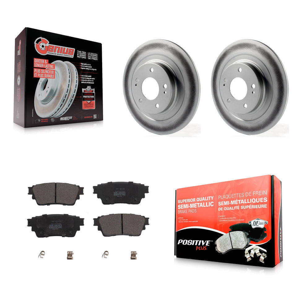 Rear Coated Brake Rotor Semi-Metallic Pad Kit For Mitsubishi Outlander Eclipse Cross PHEV KGF-102657