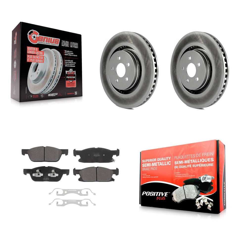Front Coat Brake Rotor Semi-Metallic Pad Kit For Lincoln Nautilus With Vented Rear Rotors KGF-102660