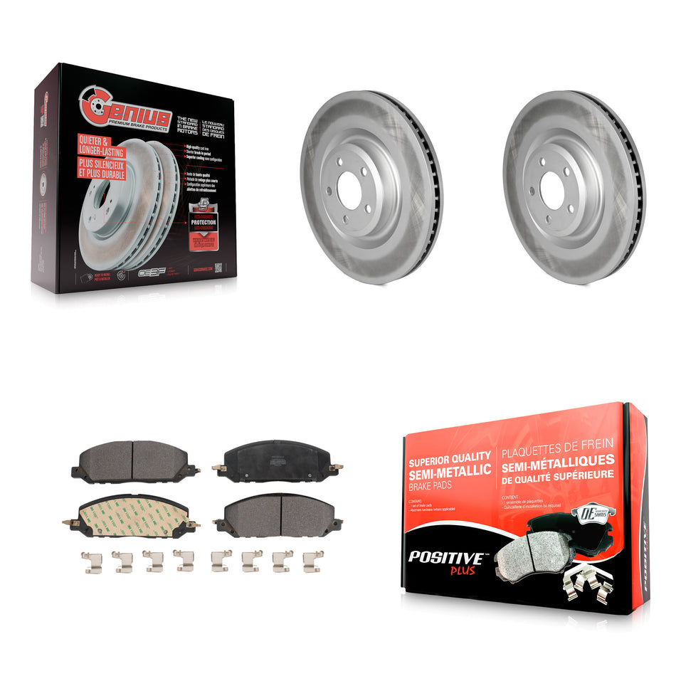 Front Coated Brake Rotor & Semi-Metallic Pad Kit For Ford Explorer Lincoln Aviator Police KGF-102661
