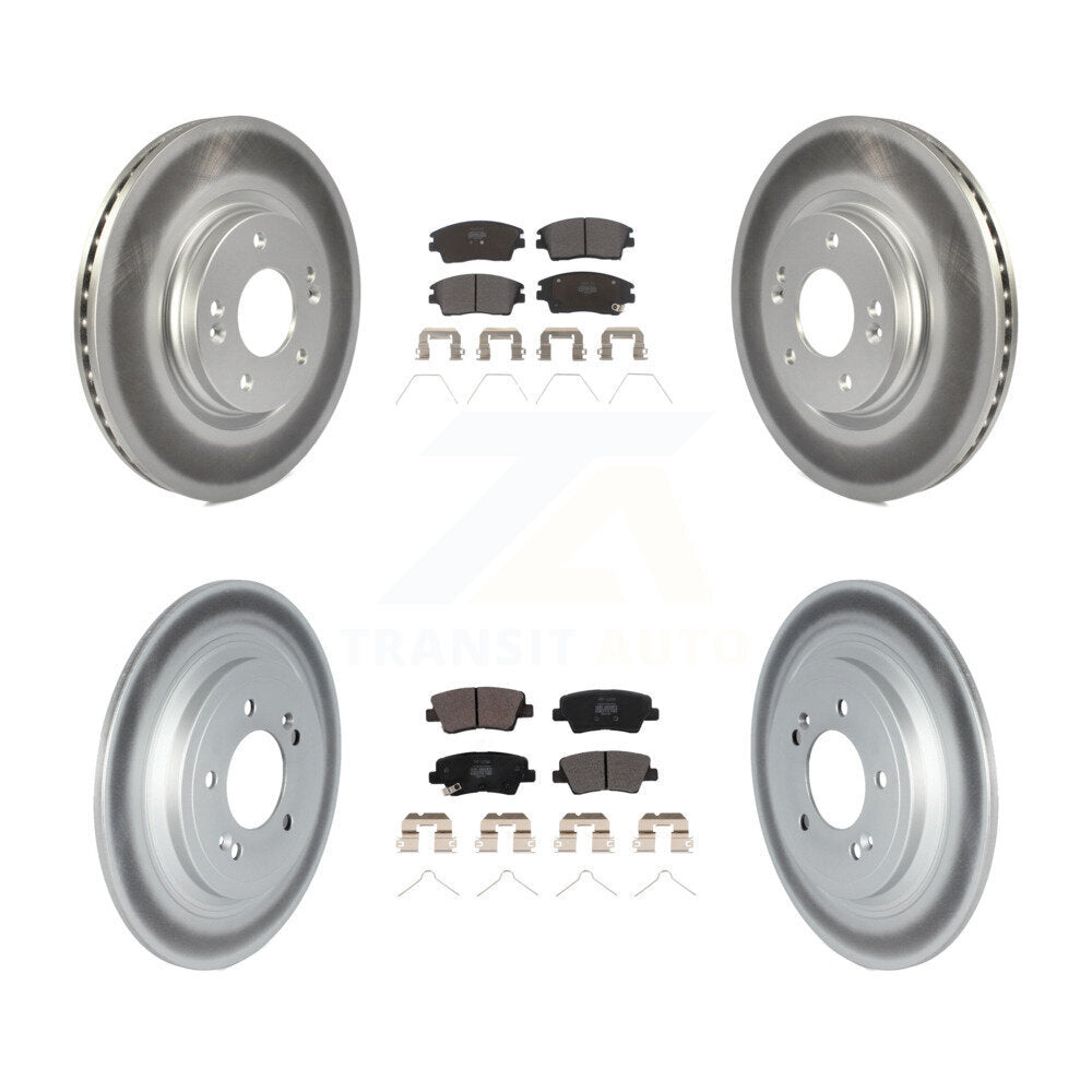 Front Rear Coated Disc Brake Rotors Semi-Metallic Pad Kit For Kia Sportage Hyundai Tucson KGF-102670
