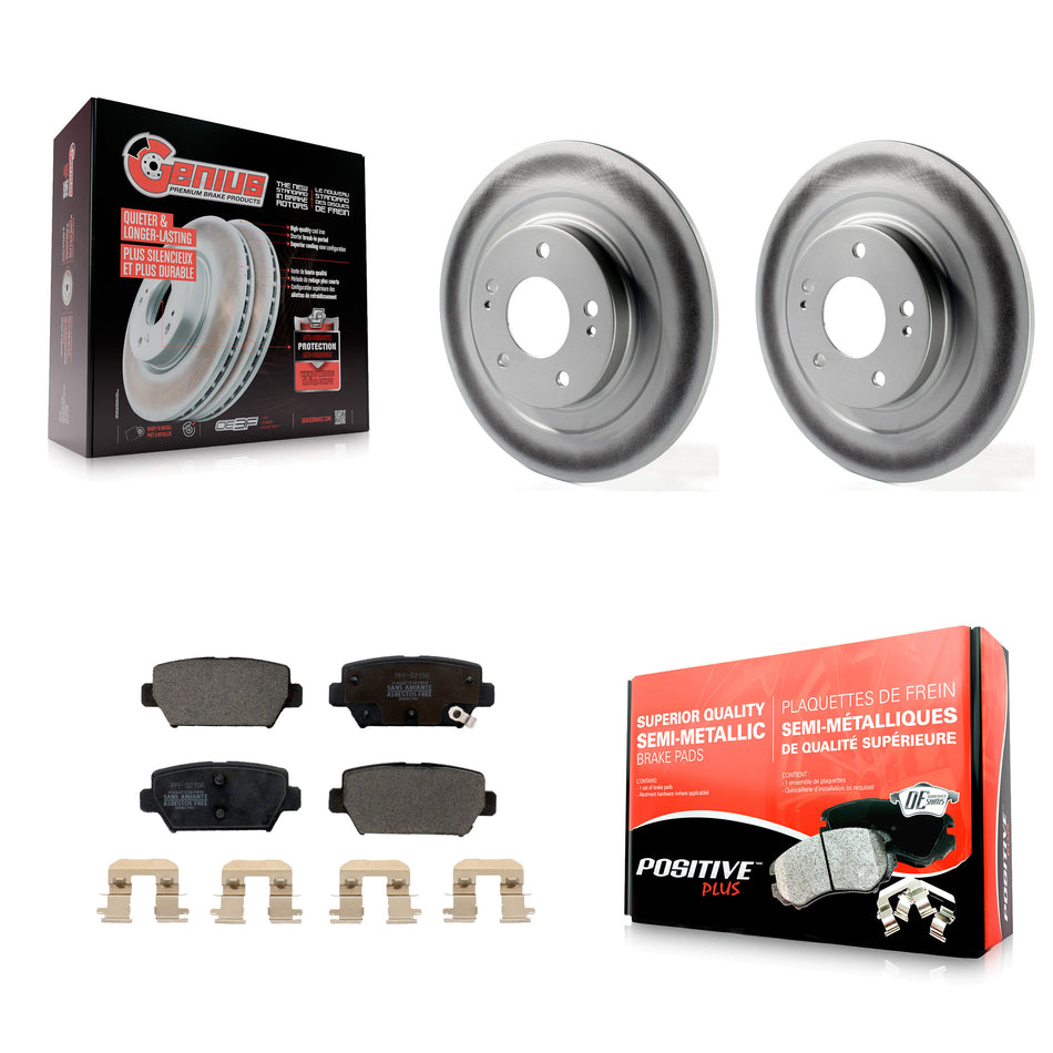 Rear Coated Disc Brake Rotors And Semi-Metallic Pads Kit For Mitsubishi Eclipse Cross With Manual Parking KGF-102687
