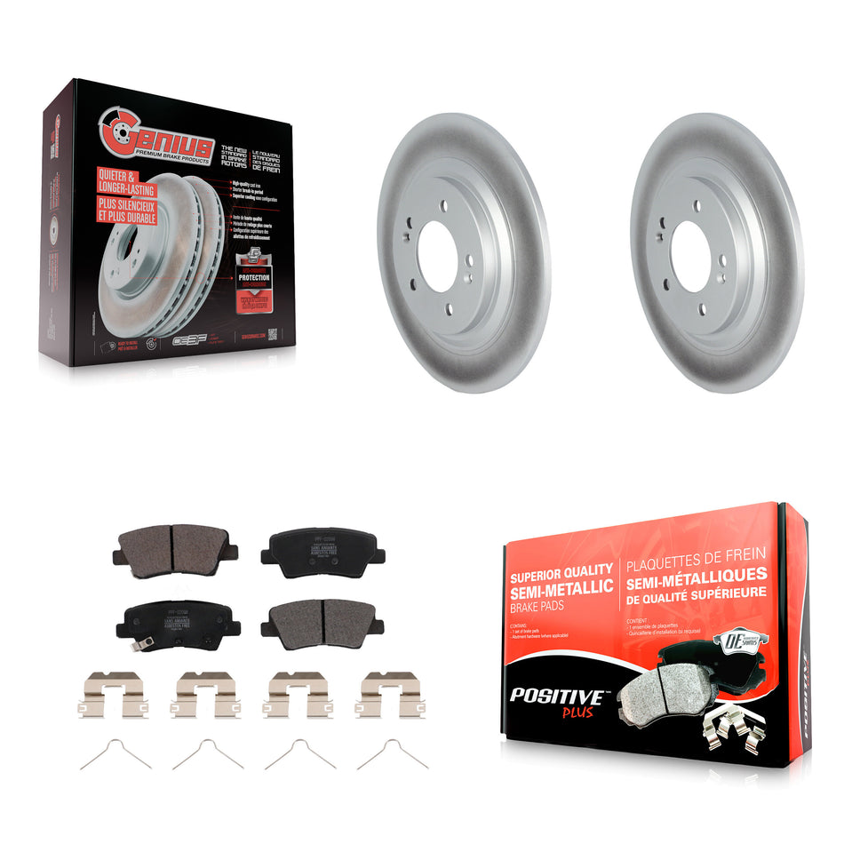 Rear Coated Brake Rotor Semi-Metallic Pad Kit For Kia Cadenza With Electric Parking KGF-102691
