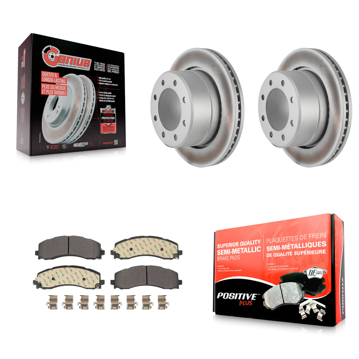Rear Coated Disc Brake Rotors And Semi-Metallic Pads Kit For Ram 2500 3500 KGF-102692