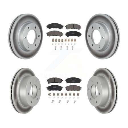 Front Rear Coated Disc Brake Rotors And Semi-Metallic Pads Kit For 2019-2023 Ford Ranger KGF-102697